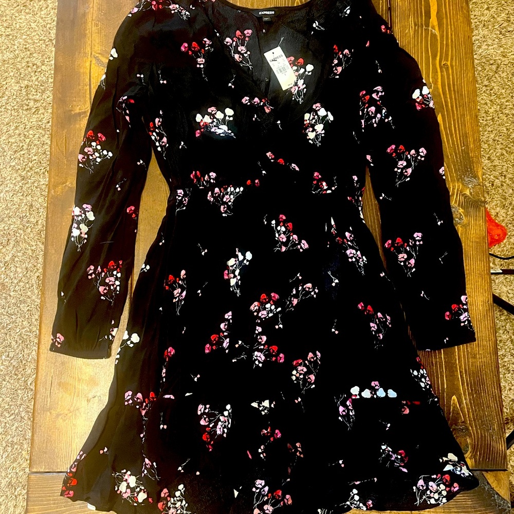Express Black Floral Dress NWT